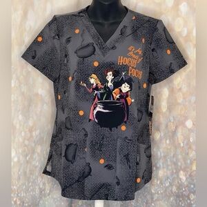 NWT Disney Tooniforms Women’s Scrub Top Hocus Pocus Halloween Size XS/ XSmall